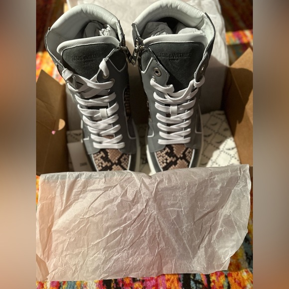 ZADIG & VOLTAIRE LIMITED EDITION ZV1747 HIGHTONE LEATHER + PYTHON PRINT- EU 45 - Picture 8 of 12